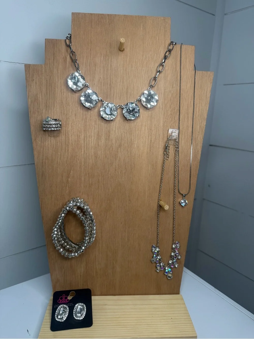 paparazzi Silver Multi-Crystal Necklace Set